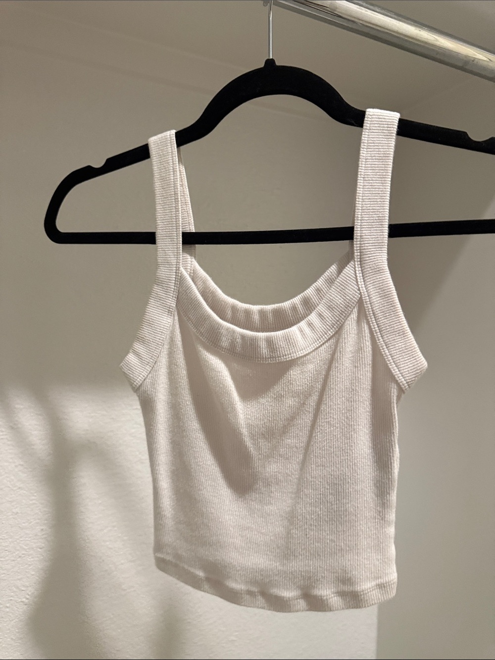 Abercrombie & Fitch White Ribbed Square-Neck Tank